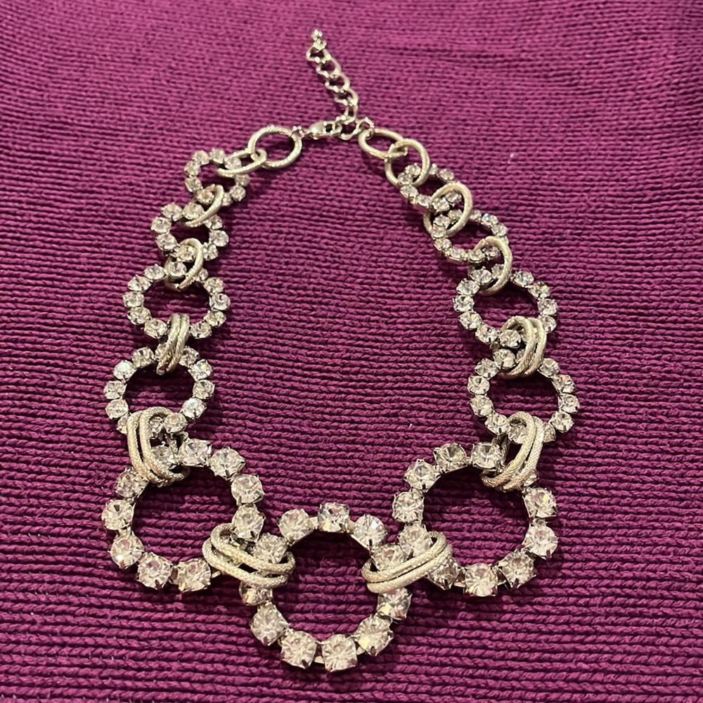Unique Rhinestone Statement Necklace with Graduated Rhinestone Circles - Picture 8 of 14
